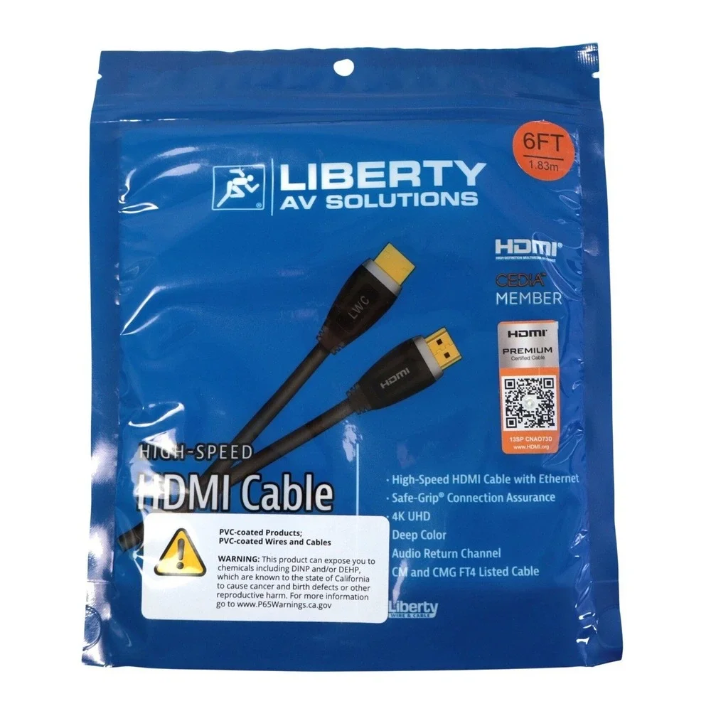 Liberty AV‎ Solutions 6ft High-Speed HDMI Cable 4K UHD Premium Certified Black